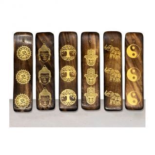 Incensario TABLA Madera acabado Quemado Oro-6 Diseños